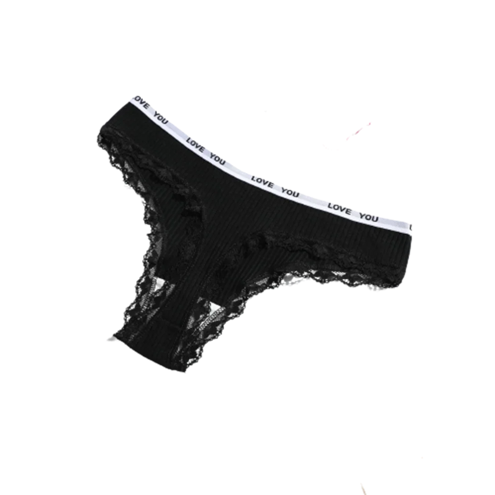 1Pcs 15 Color Letter Lace Panties Women Solid Underwear Cotton G String Thongs Female Low Waist Sexy Intimate Lingerie Hot Sex