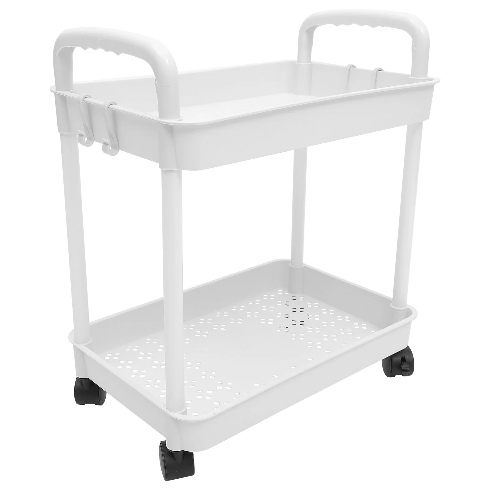 

2 Tier Rolling Cart Laundry Wheels Organizer Diaper Nursery Mobile Bookshelf Bathroom Small Bookends Shelves