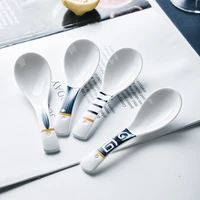 1pcs ceramic spoon multi function glaze porcelain japanese scoop porridge soup spoon tableware restaurant household kitchenware