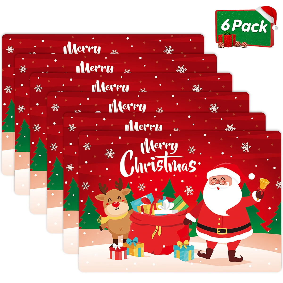 

Christmas Placemats Table Mats Coaster Santa Mat Merry Cup Dish Drying Square Kids Ornament Drink Placemat Decorativedesktop