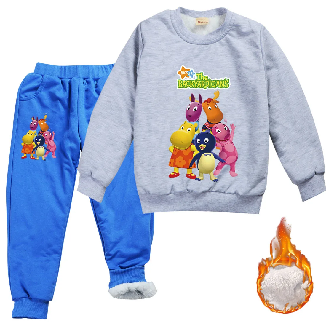 

Новейшая одежда Backyardigans, детская бархатная толстовка, зимний спортивный костюм для мальчиков и девочек, теплые флисовые брюки, комплект из 2 ...