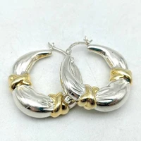 new earrings european and american retro gold temperament personalized earrings two color metal large earrings female