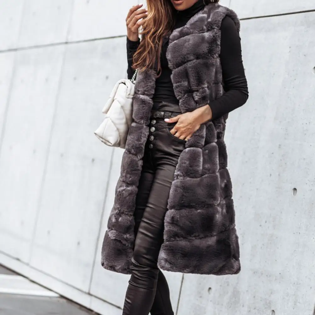 

2022 Autumn Winter Fur Vest Coats Lamb Wool Cotton Warm Jacket Thick Crew Neck Outerwear Coat casacos de inverno feminino