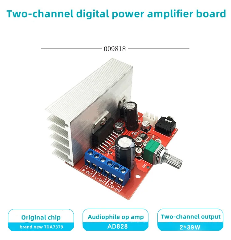 

Плата усилителя мощности CD7379 AD828, плата предварительного усилителя 2,0, двухканальная 2*39 Вт, высокая мощность, Φ уровень повышенной яркости