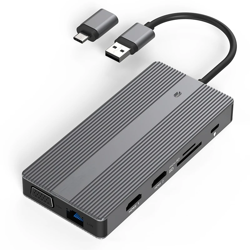 

Multi-Screen HUB Dual 2K 60HZ HD MI Port Gigabit Lan 11 in 1 USB Docking Station For 5GB Speed USB HUB