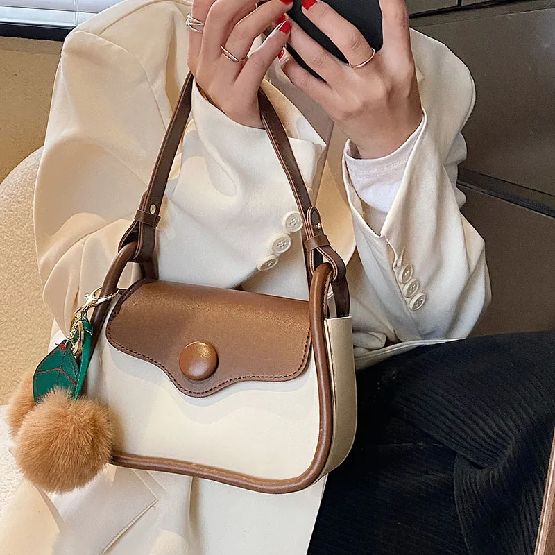 2022 Branded Design Women Handbags with Plush Ball Fashion Small Shoulder Bags Female Hand Bolsa Feminina |