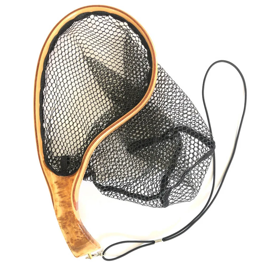 

1pc Fly Fishing Net Landing Catch Release Net Wooden Frame Stream Fishing Nets Hexagonal Mesh Pesca Iscas Fish Tackle Accessory