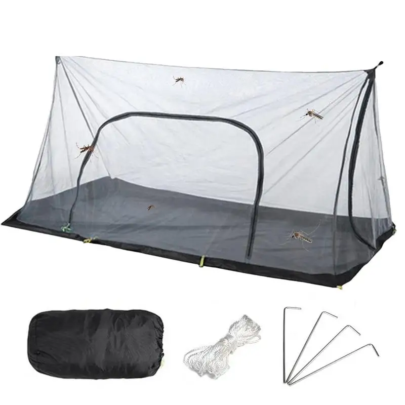 

2.1mx1.3m Anti Mosquito Net Tent, Summer Camping Polyester Mesh Anti-Mosquito Inner Tent, With 4 Ground Nails 2 Hanging Ropes