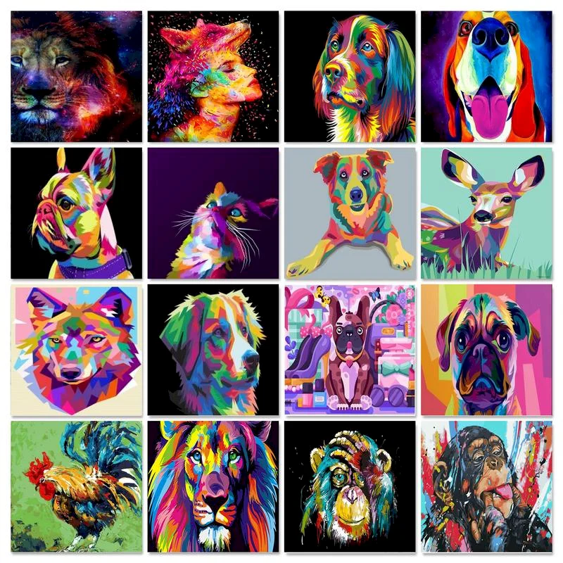 

GATYZTORY Oil Paint By Numbers For Adults Picture Arts Crafts Home Decor DIY Frame Colorful Animals Coloring By Numbers For Livi