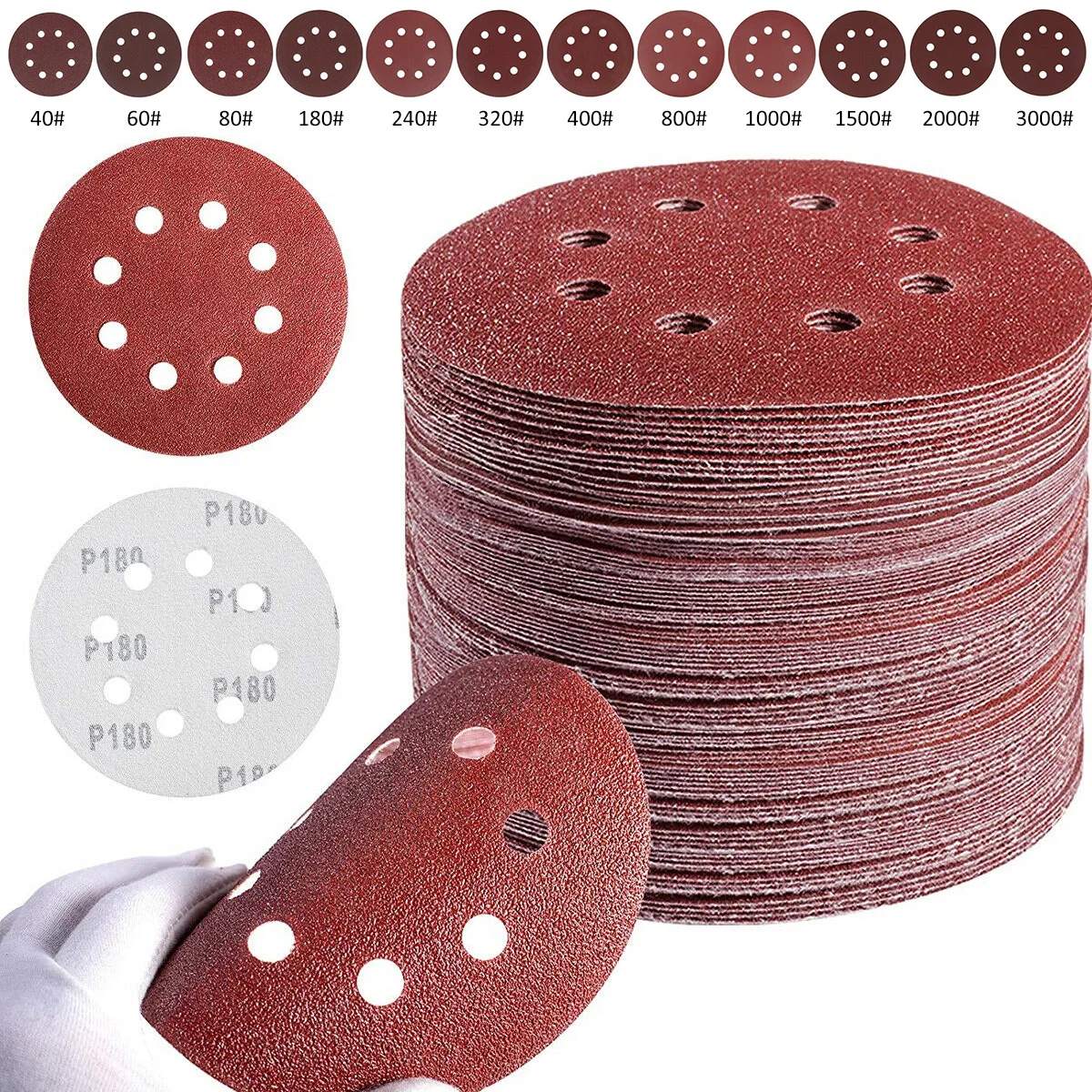 

120Pcs 125mm 5" Sanding Discs Hook and Loop 40-3000 Mixed Grit Sandpaper Orbital Sander Durable Dustless Abrasive Premium Orbit