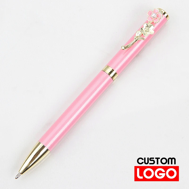 

Металлическая шариковая ручка с 10 наименованиями, полированная Выдвижная канцелярская ручка, зажим с цветами, ручка для письма, школьные принадлежности