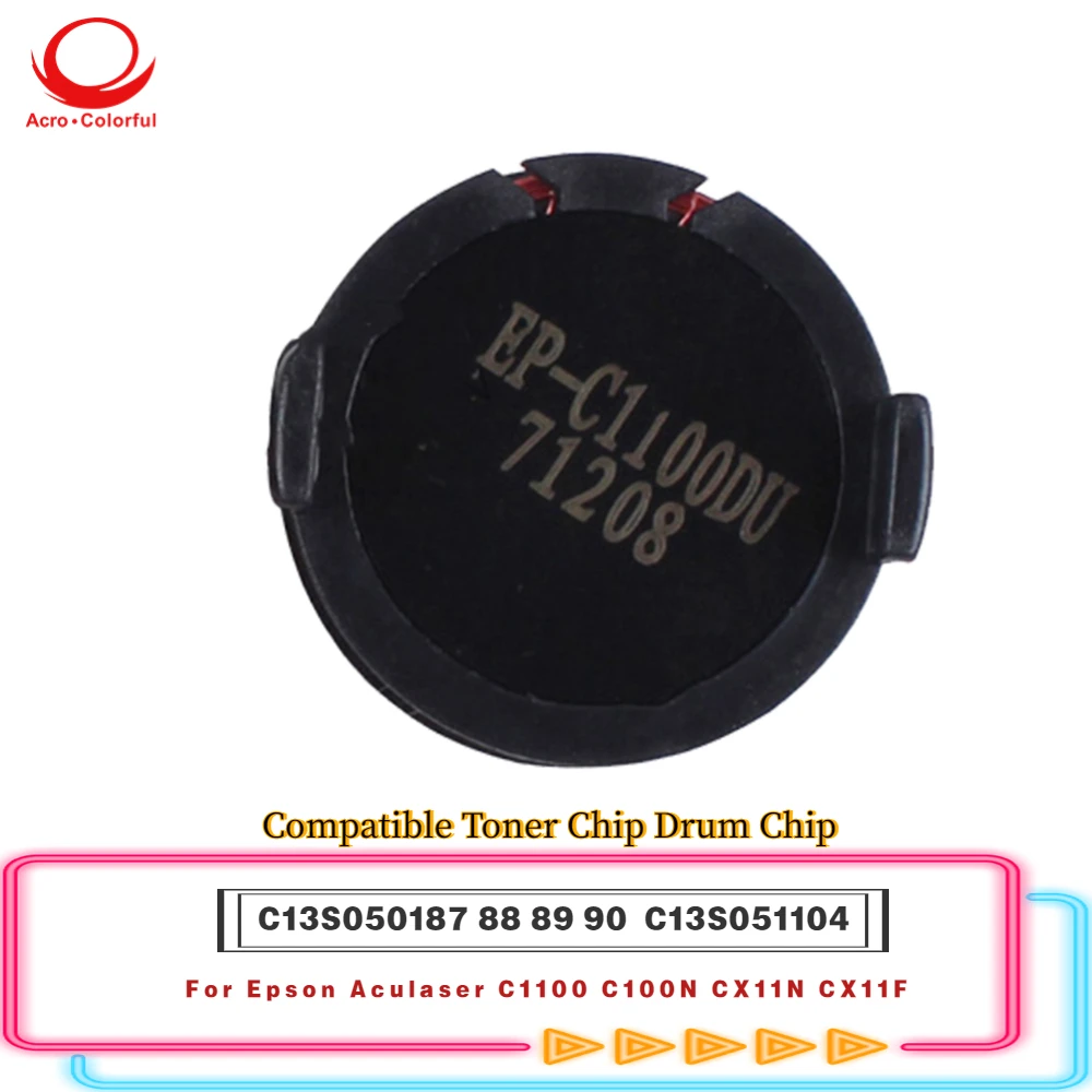 

Совместимый чип с тонером C13S050187 88 89 90 для картриджа Epson Aculaser C1100 C100N CX11N CX11F, чип барабана C13S051104