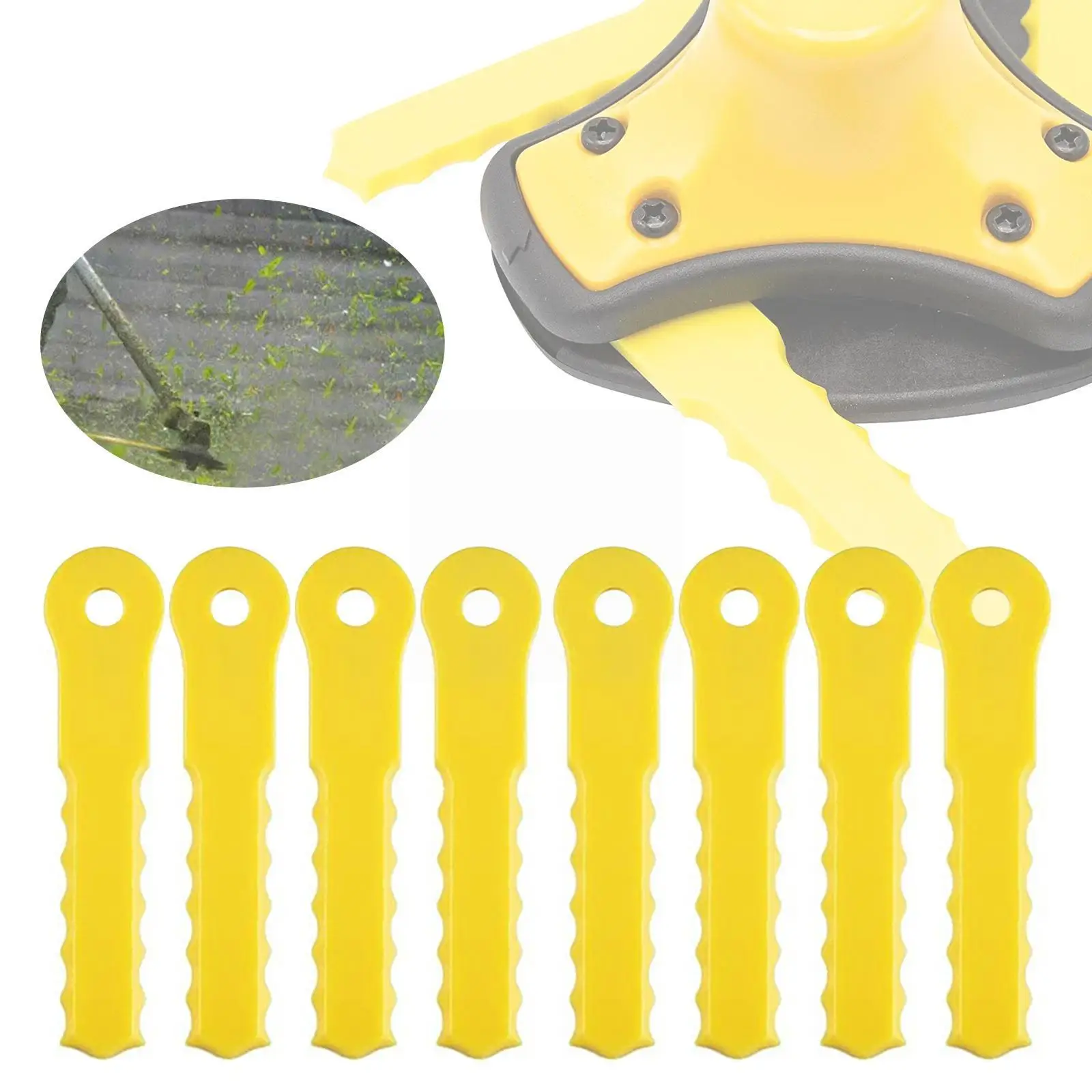 

30pcs Round Hole Plastic Replacement Brush Cutter Blade Mower Accessories Knife Lawn Grass Trimmer Fittings Tool 100*8mm Ga B4r4