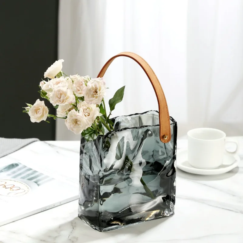 

Nordic Handbag Original Color Glass Vase Aquatic Flowers Fish Tank Flower Arrangement Living Room Dining Table Decoration