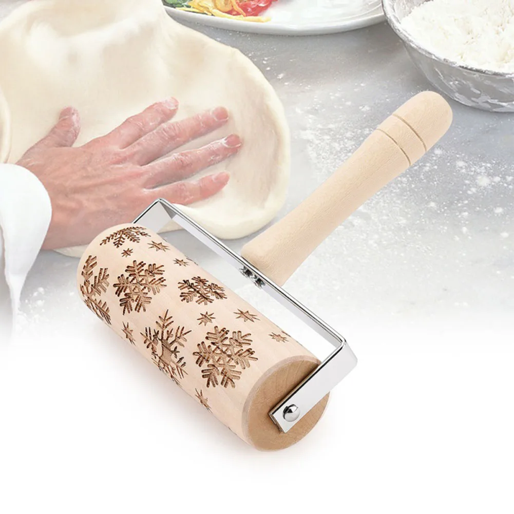 

Christmas Multifunctional 3D Wooden Rolling Pins Engraved Embossing Roller For Baking Embossed Cookies Rolling Pin Kitchen Tool