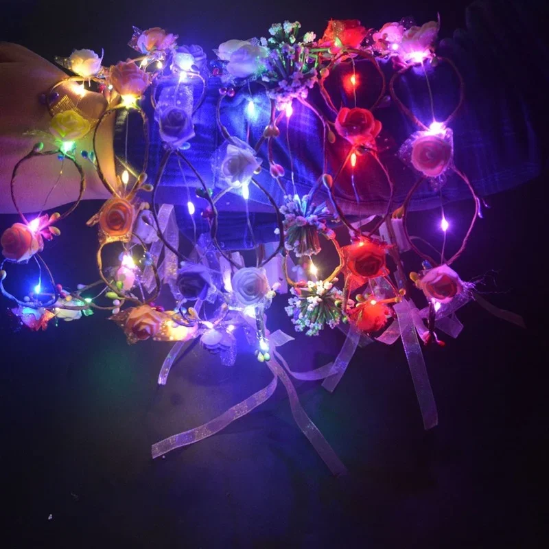 Светящаяся гирлянда вечерние Корона повязка на голову с цветком светодиодный