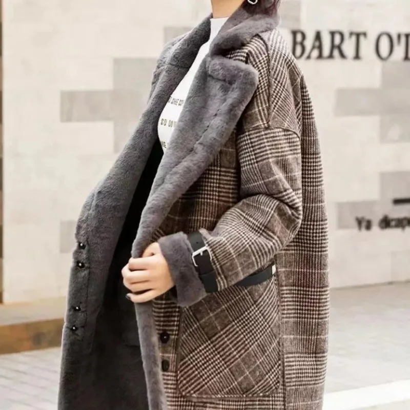 

Winter Warm Women Jackets Long Sleeve Coat Parka Female Portable Lamb Hair Coat Outwear Cotton Liner Fashion Collar Clothes