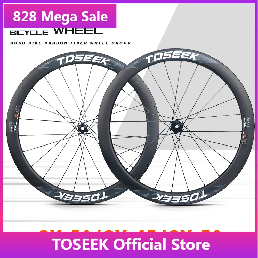 TOSEEK Carbon Wheels V Brake/Disc Brake 700c Road Bike Wheel