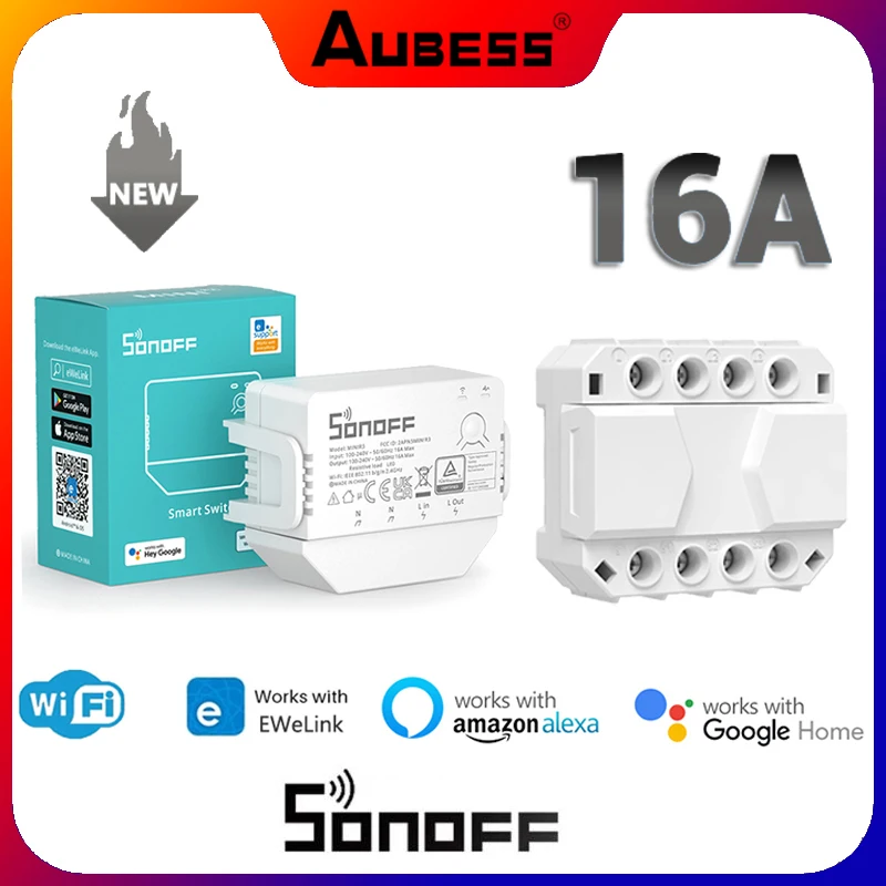 

Переключатель SONOFF MINI R3 с поддержкой Wi-Fi, 16 А