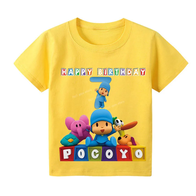 Футболки Pocoyo с мультипликационным рисунком цифровая Одежда для мальчиков и