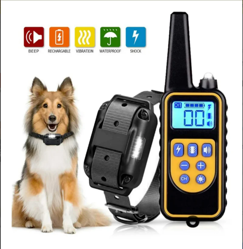 

Electric Dog Training Collar Shock Dog Collar With Remote Shock Vibration Sound 800 Meters Rechargeable Dogs Training Supplies