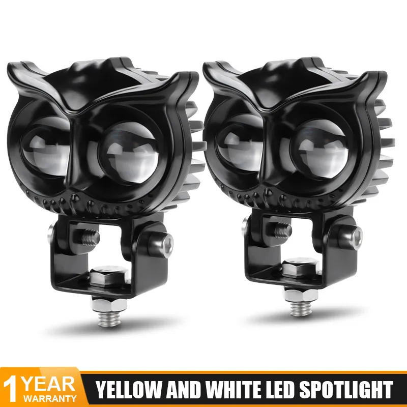 

2.5 inch LED work light Car Headlight Spot Light White Yellow Dual Color Driving Lamp Owl OffRoad Motorcycle Spotlight Fog Lamp