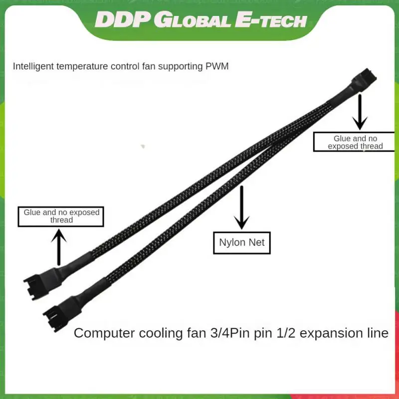 

4pin Needle Tenacity Adapter Cable Nylon Mesh Cable Adapter Add Glue Without Revealing The Line 4pin Computer Connector Black