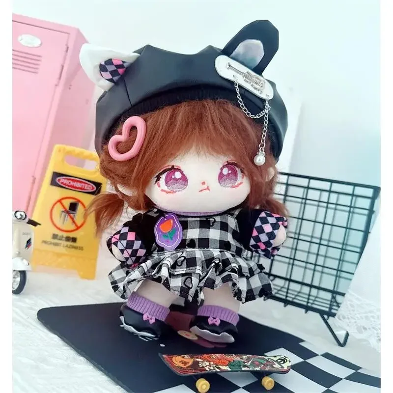 Хлопковая кукла 20 см плюшевая игрушка Одежда для куклы берет клетчатая юбка