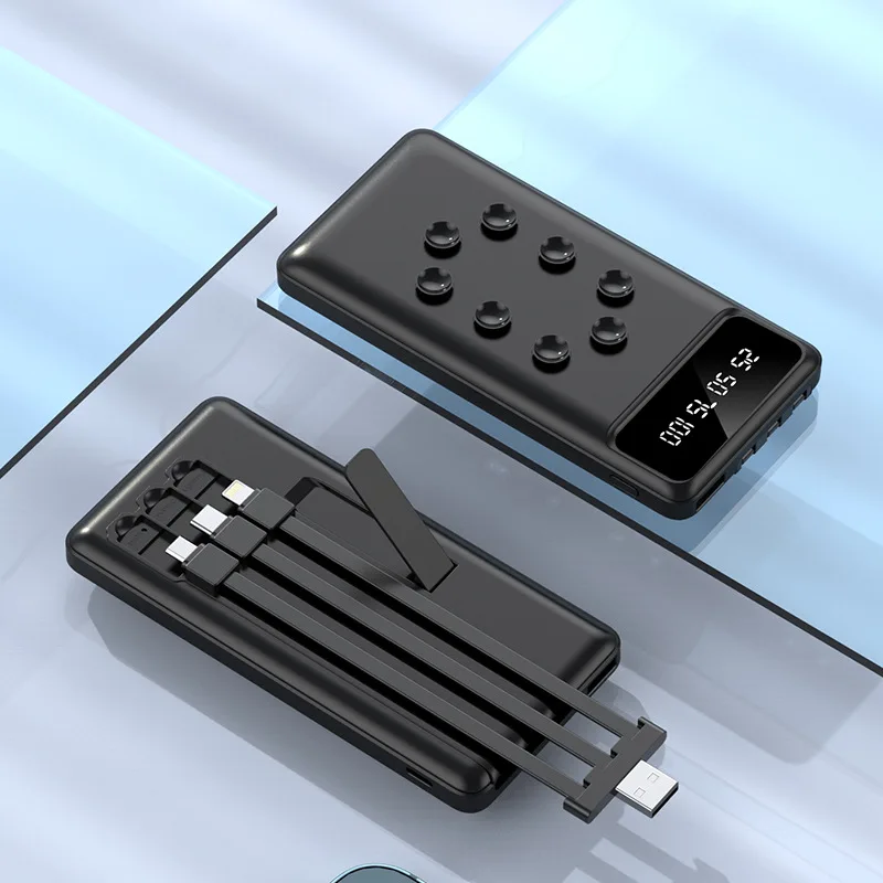 

New Power Bank 20000mAh Portable Power Bank with Built-in Charging Cable and Suction Cup & Phone Holder Ultra-thin Power Bank