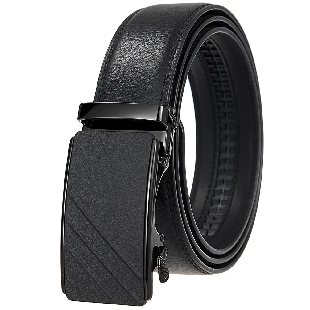 Men'S Belt Luxury Automatic Business Waistband Male Cow Strap Belts For Men Leather Designer Gold Silver Ratchet Buckle