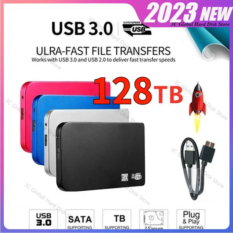 

Portable 128TB SSD Disco Duro Original External Solid State Hard Drive USB3.0 Interface HDD Mobile Hard Drive for Laptops