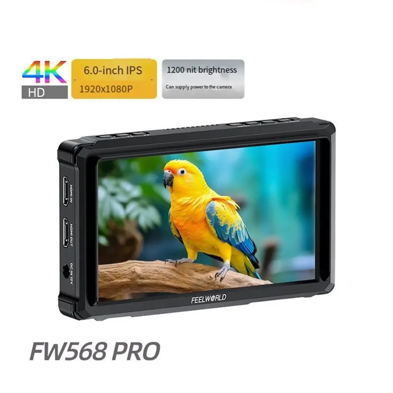 Фото Монитор FEELWORLD FW568 PRO 6 дюймов, высокая яркость 1200 нит, 60 Гц, 4K, совместимость с камерами DSLR и стабилизаторами (гимбалами) №4
