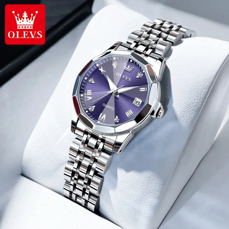 Фото Часы OLEVS 9931 Elegance для женщин, из нержавеющей стали, с календарем, спортивные, роскошные, светящиеся, кварцевые, наручные часы для женщин. №2