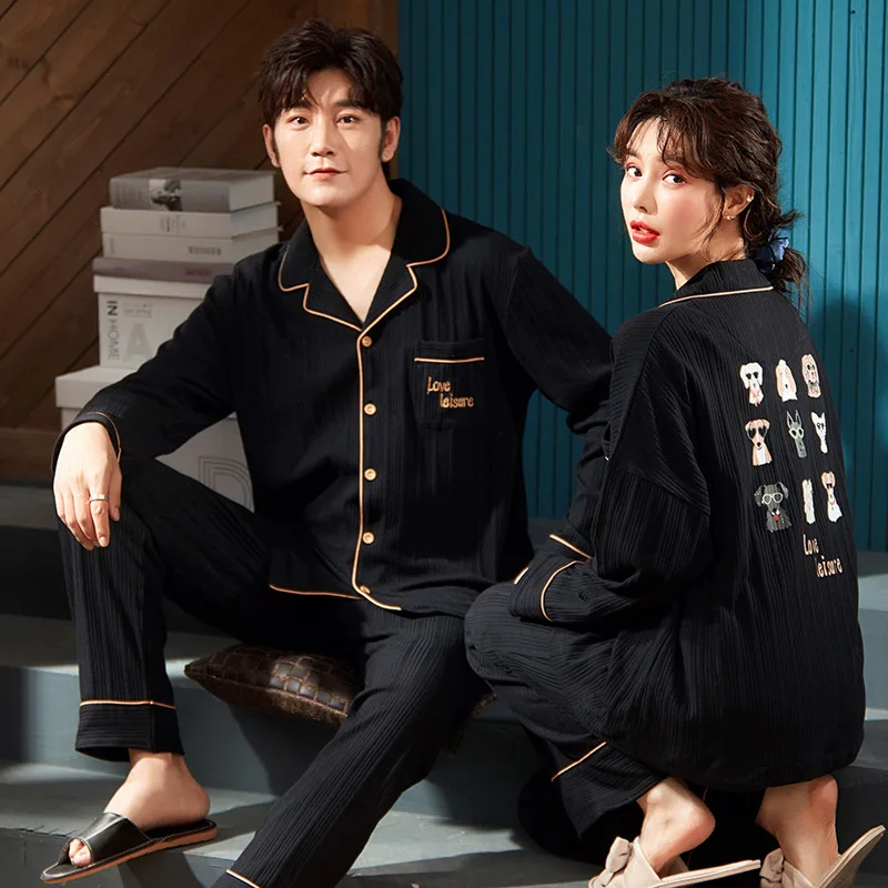 Новинка Весна 2022 Пижамный комплект для пары мужчин и женщин хлопковый Молодежный