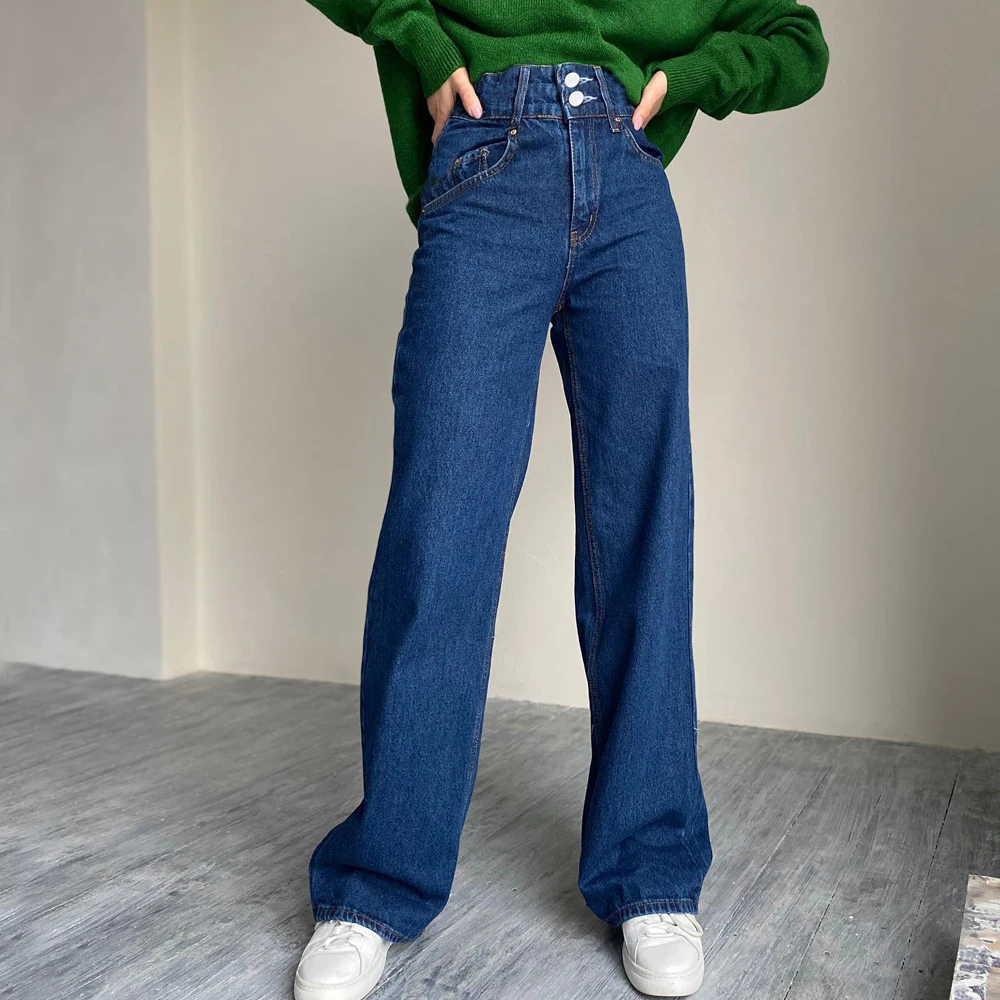

Women's Denim Jeans 2022 Trend Baggy High Waist Loose Casual Wide Pants Mom Jeans Vintage Stretch Straight Jeans Women Capris