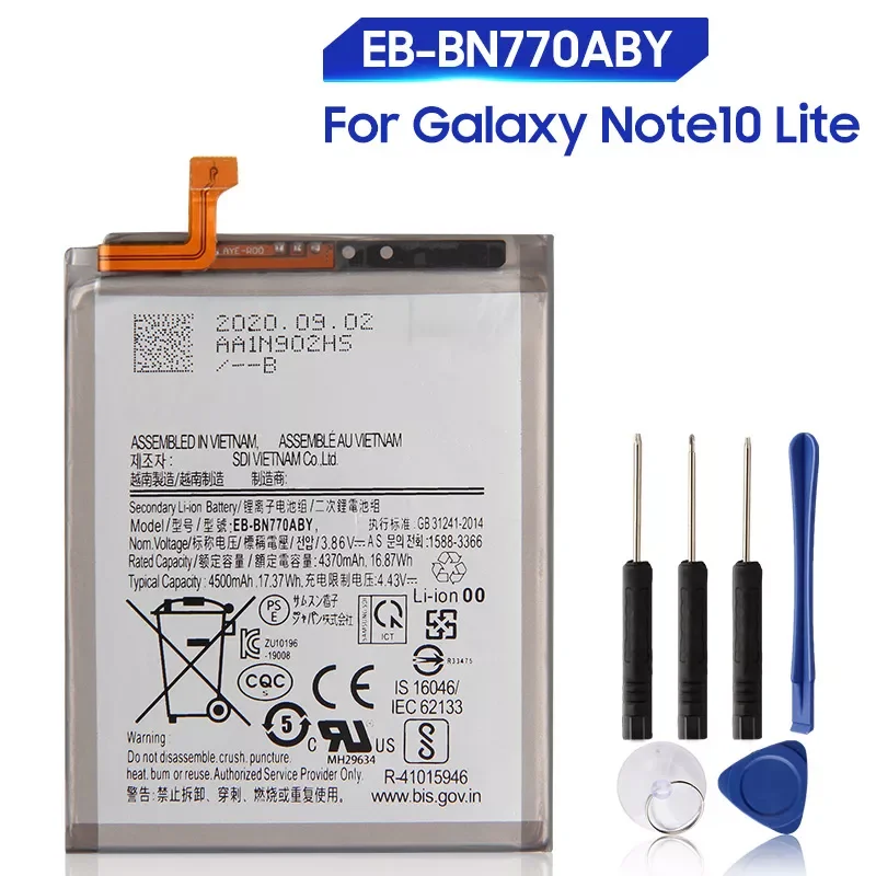 

Сменный аккумулятор для Samsung Galaxy Note10 Lite EB-BN770ABY, аккумуляторная батарея для телефона 4500 мАч
