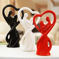 jingdezhen ceramics artcraft figurines abstraction figures hold one another loves statue home decor valentines day gif