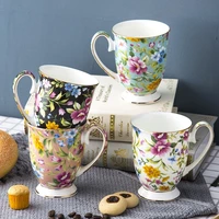 ceramic mug flowers 300ml bone china tea cup household porcelain water cup coffee mug drinking utensils kitchen drinkware