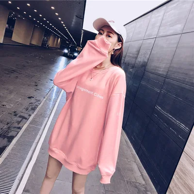 

AWomen's pink padded jacket autumn and winter long plus velvet women loose tide ins lazy wind