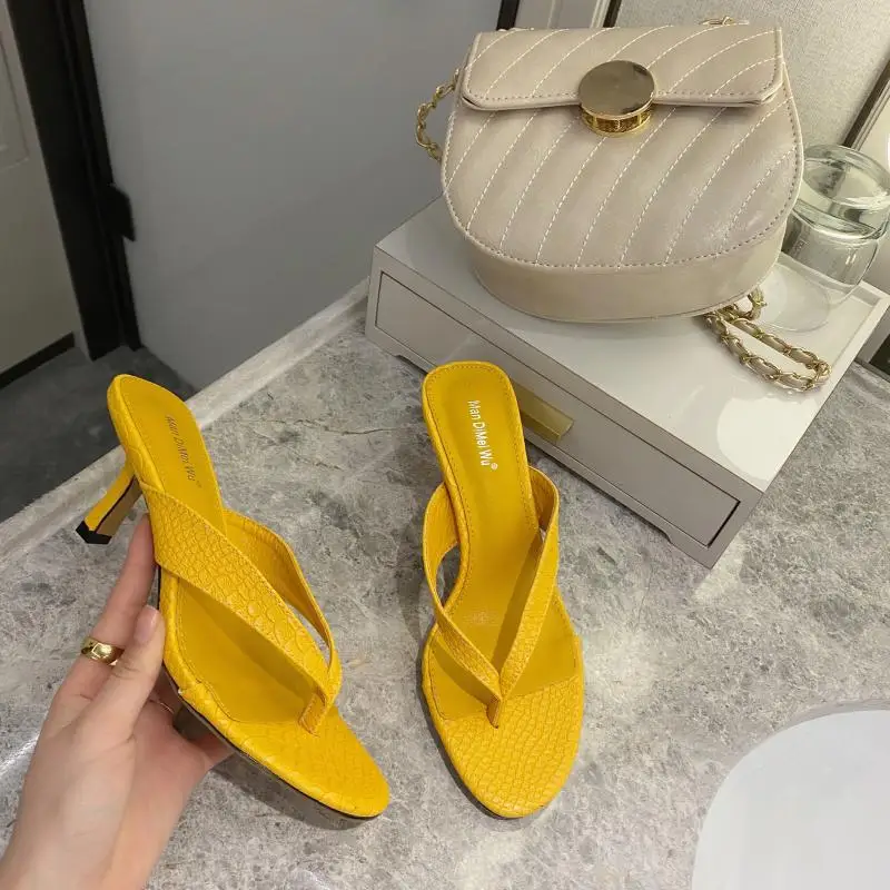 

Шлепанцы женские на высоком каблуке, повседневные сандалии из змеиной кожи, резиновые сланцы, роскошные мягкие, В гавайском стиле, лето 2022