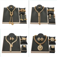 fani new fashion african gold colour long necklace bridal jewelry sets for woman earrings ring party gifts accessories 158 162