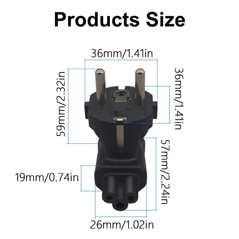 Переходник штепсельной вилки EU4 8 мм на C5 прямоугольные разъемы папа-мама ПВХ