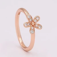 authentic 925 sterling silver rose gold dazzling daisy flower with crystal ring for women wedding party europe pandora jewelry