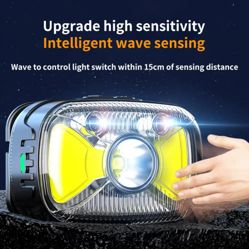 

Outdoor Camping Camping Bright Led Headlight Red Light Charging Smart Sensor Light Head-mounted SOS Fishing Light Headlamps
