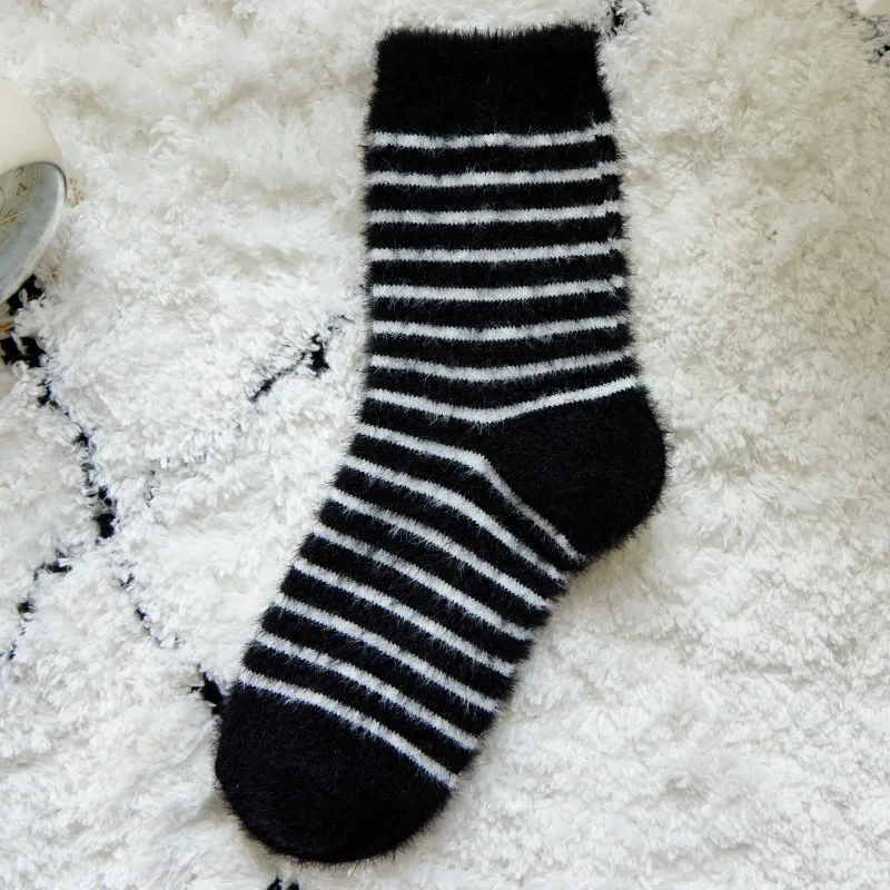 Winter Warm Thick Furry Floor Sleep Socks Set Cute Cartoon Panda Socks for Women Kawai Thermal  Fluffy Girl Middle Tube Socks