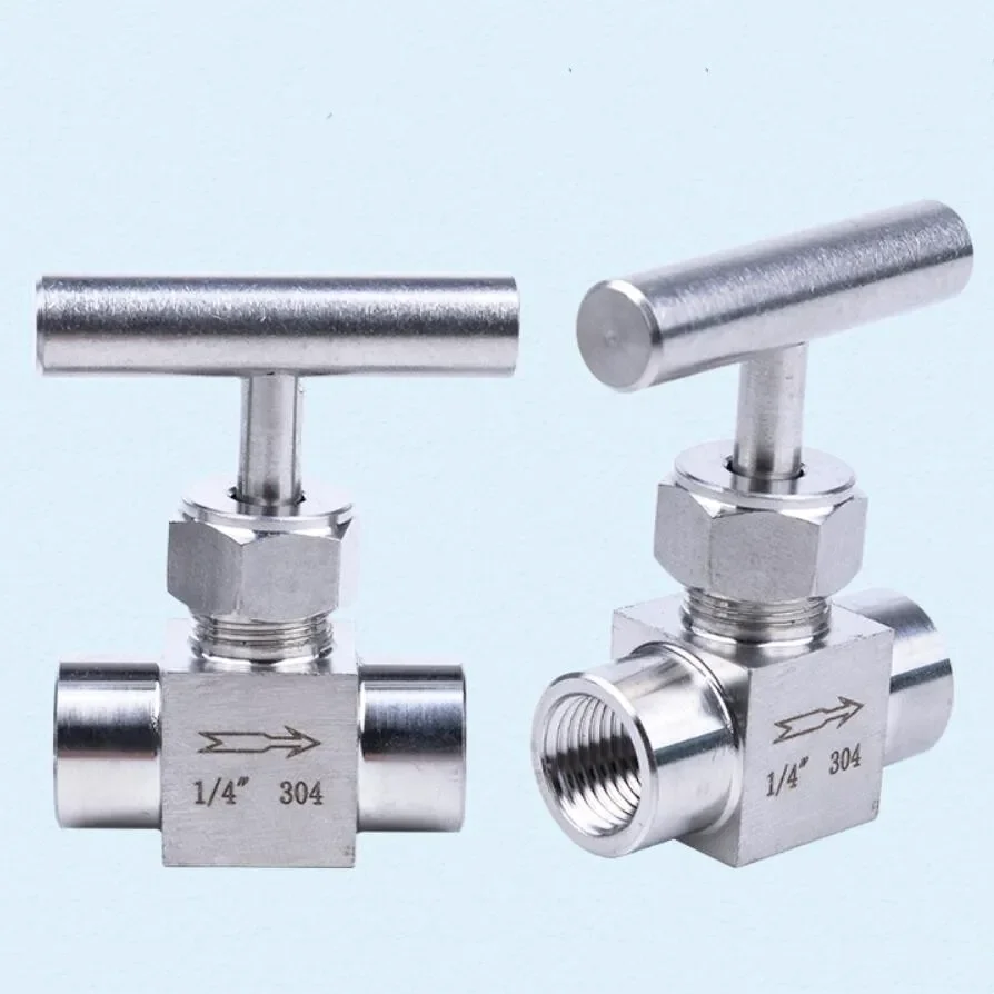 Запорный игольчатый клапан высокого давления, 1/8 дюйма, 1/4 дюйма, 1/2 дюйма, 3/8 дюйма, с внутренней резьбой BSP, из нержавеющей стали 304, двухходовой фитинг для труб