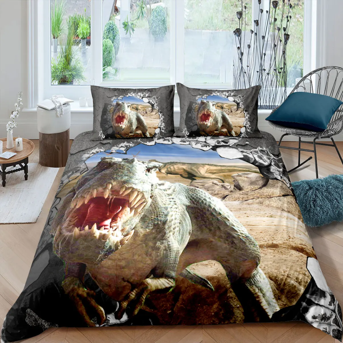 

Комплект постельного белья с динозаврами, персонализированный 3d-комплект постельного белья для подростков, «Парк Юрского периода» 210x21, раз...