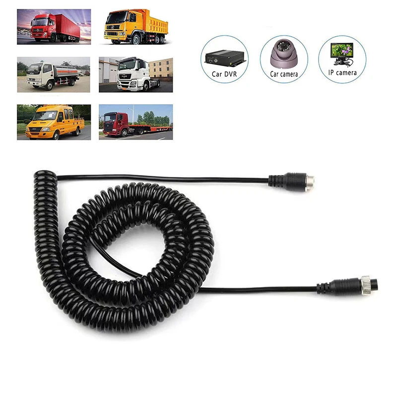 5M 6M 8M 10M Car Video Aviation Camera Spring Line 4Pin Extension Cable for Universal Truck Trailer