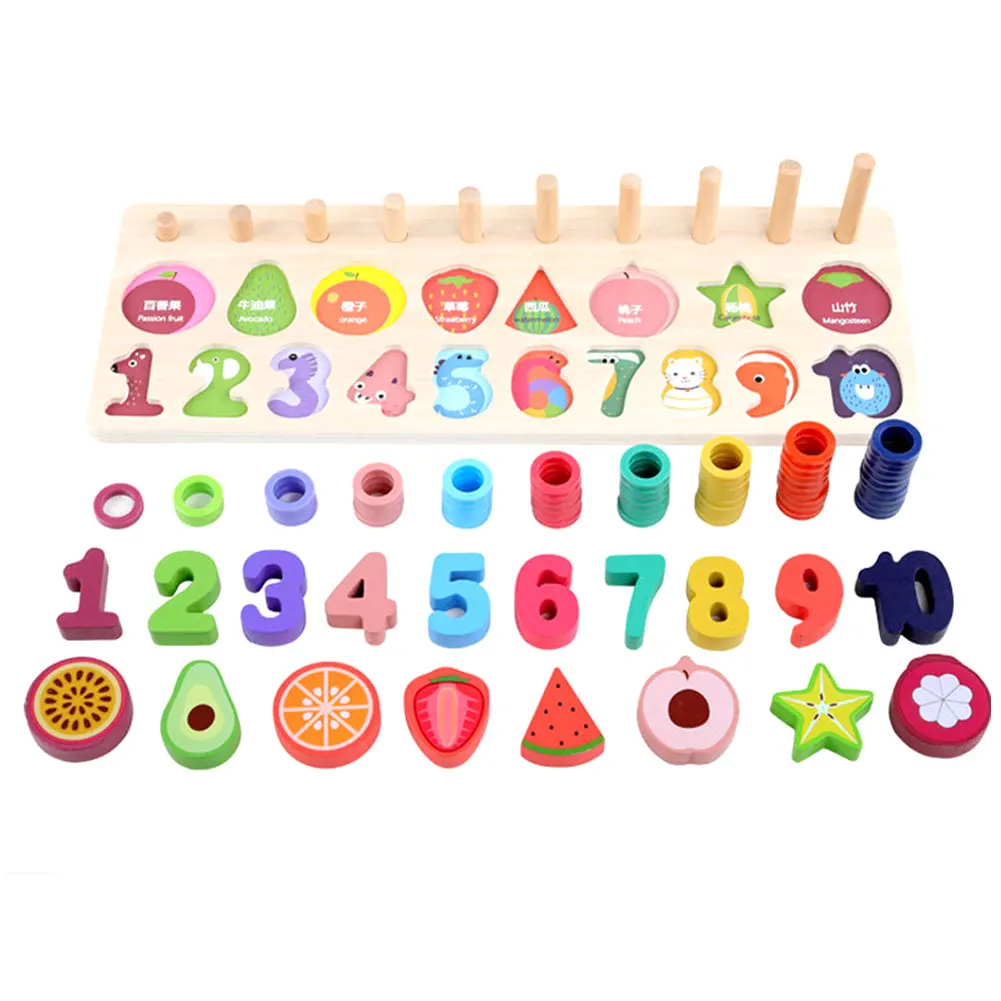 

Wooden Puzzle For Toddlers Numbers And Fruit Puzzle Educational Toys Kid