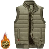 2021man sleeveless vest fleece coats army green 5xl new autumn winter plus size men stand collar coat thick warm jacket casual